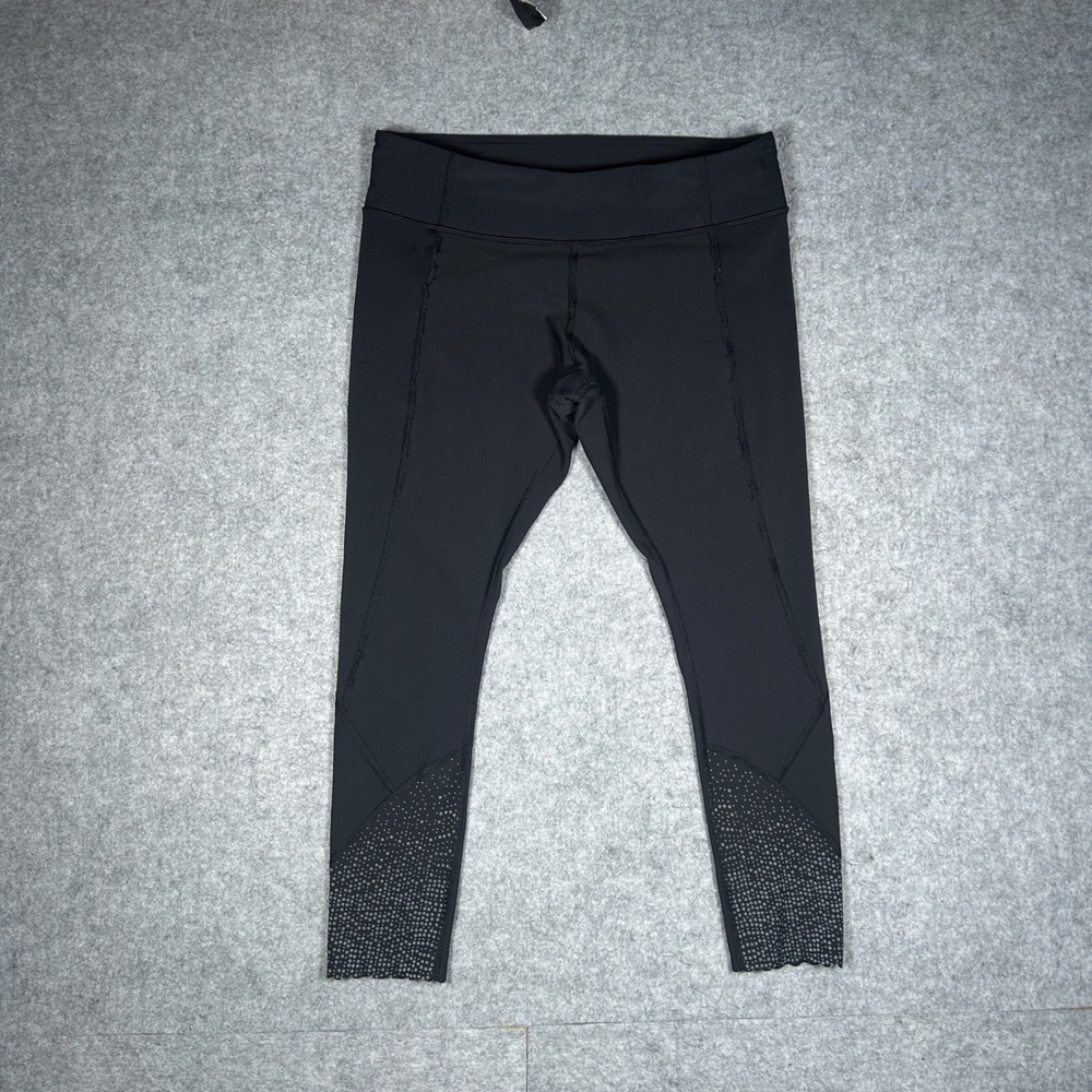 Lululemon leggings Women 10 Black Tight Stuff Tight II reflective running yoga
